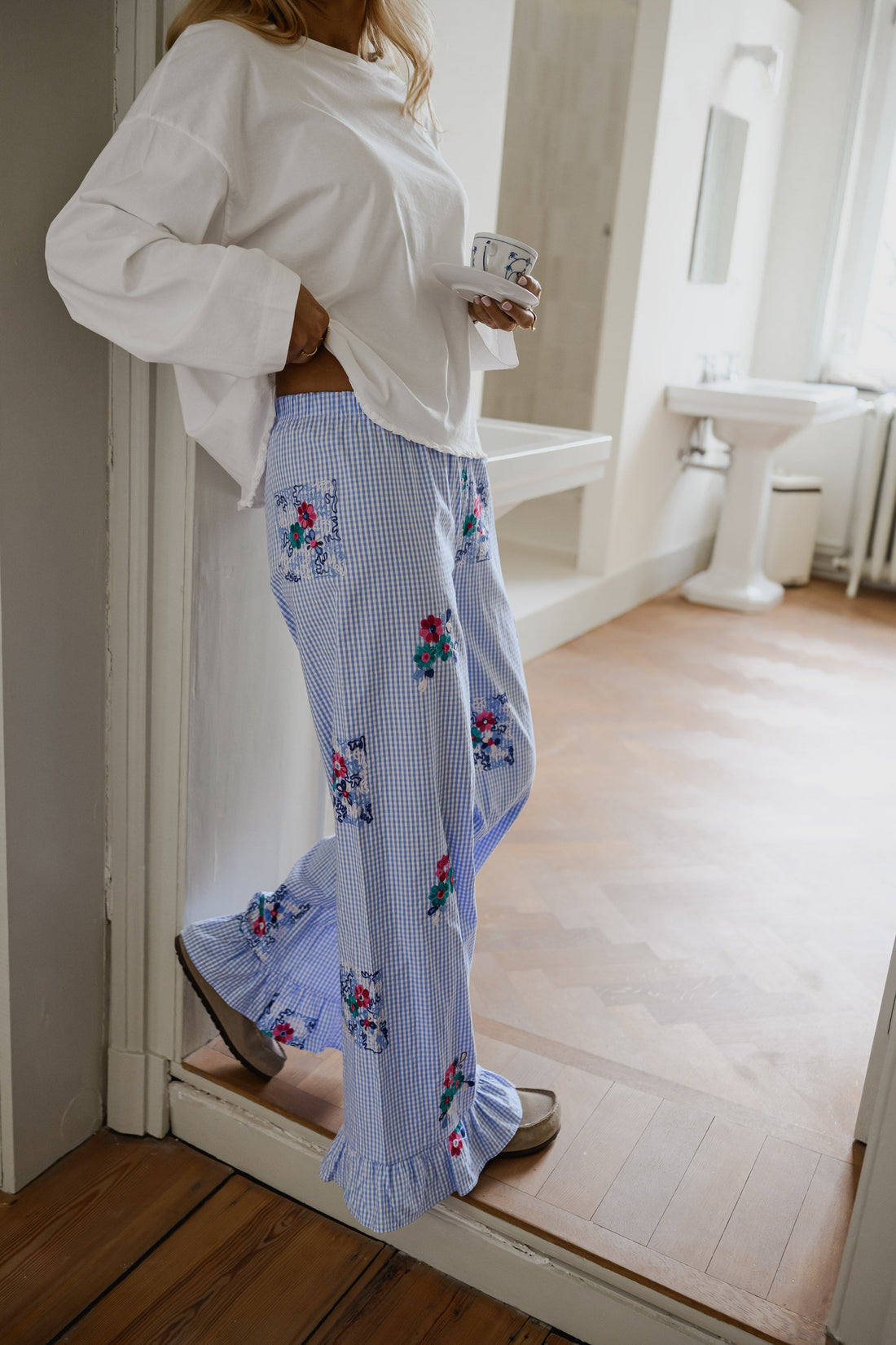Pantalon Amarine - bleu à carreaux et motifs